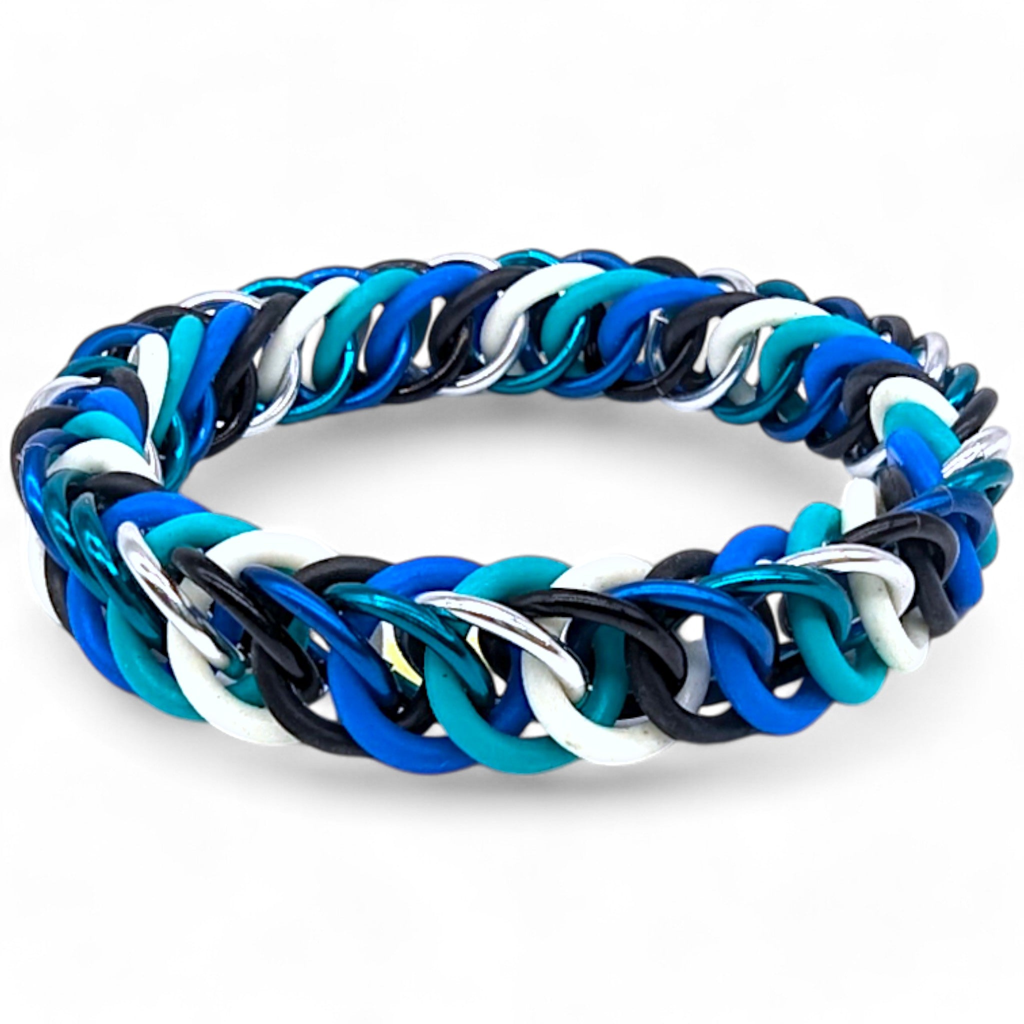 Eternium Glowflex Bracelet - 'Shark Storm' - Black, Teal, White, & Sonic Blue