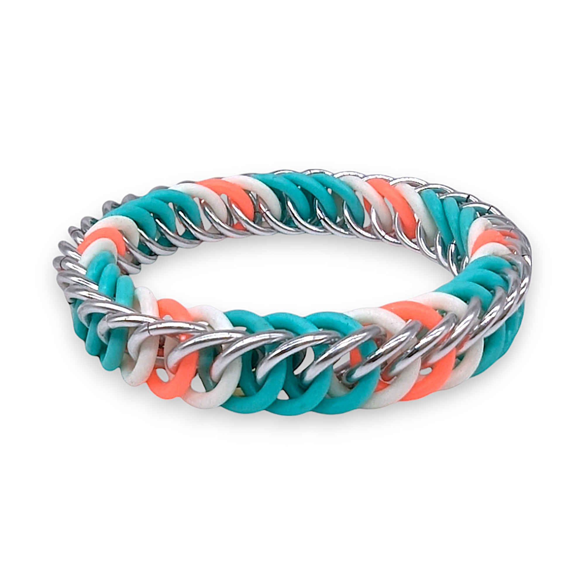 Eternium Glowflex Bracelet - 'Neon Horizon' - Mint, White, and Coral