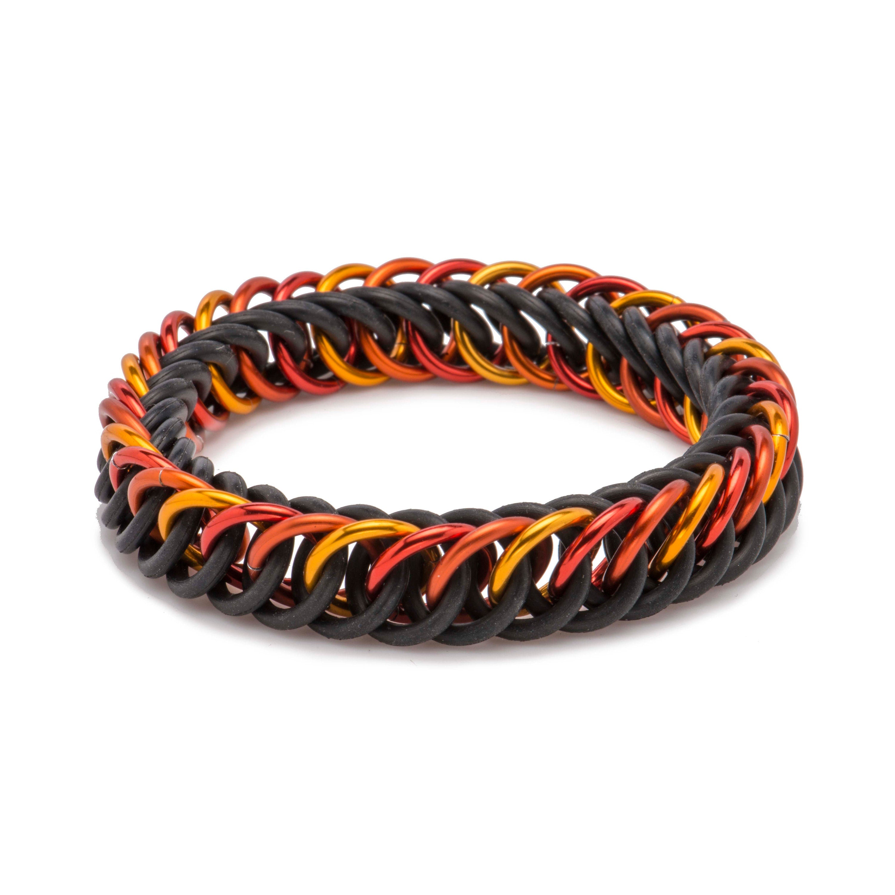 Elegant Everyday Interlocking Bracelet Black , Light Orange and Dark Orange