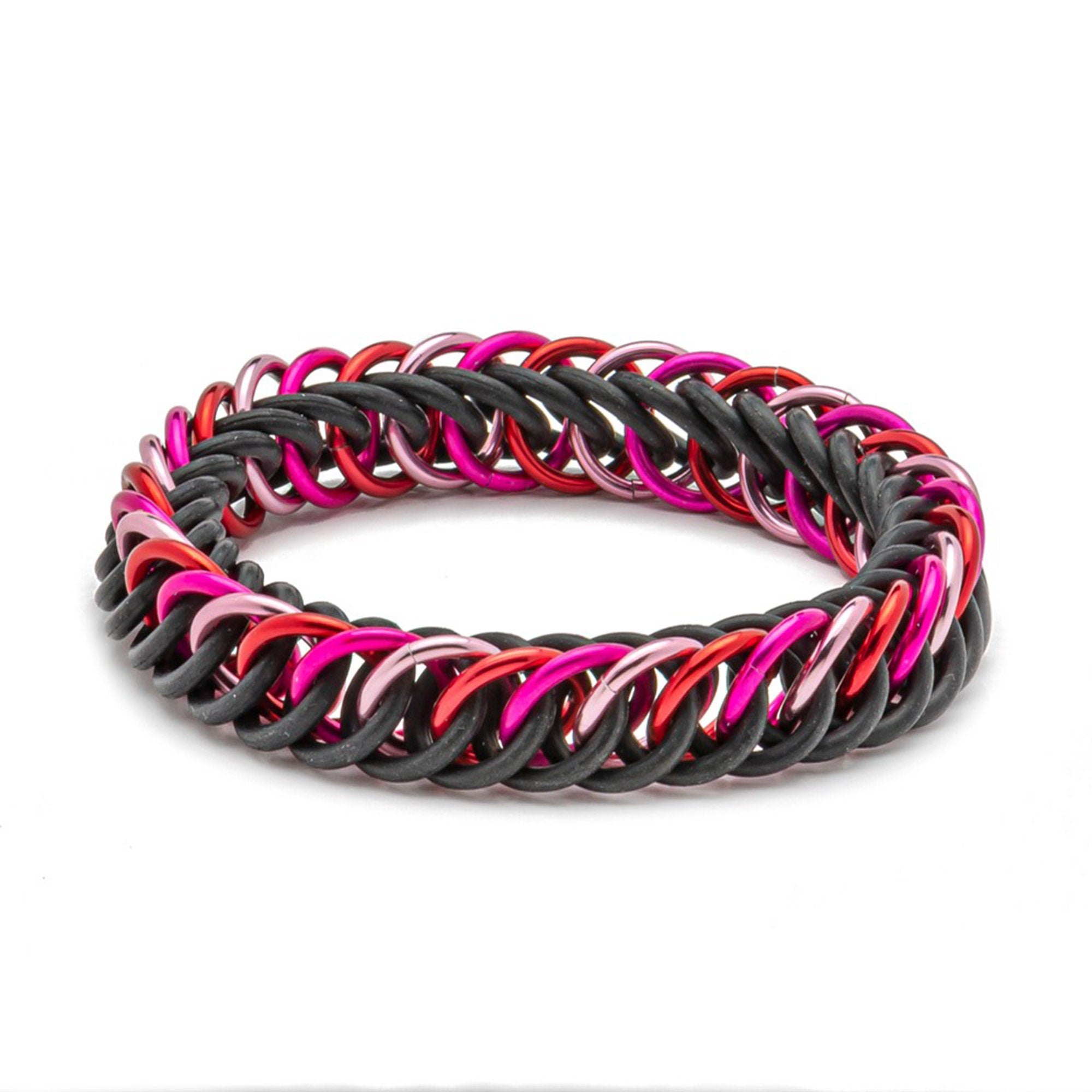 Elegant Everyday Interlocking Bracelet Black , Light Pink and Dark Dark Pink