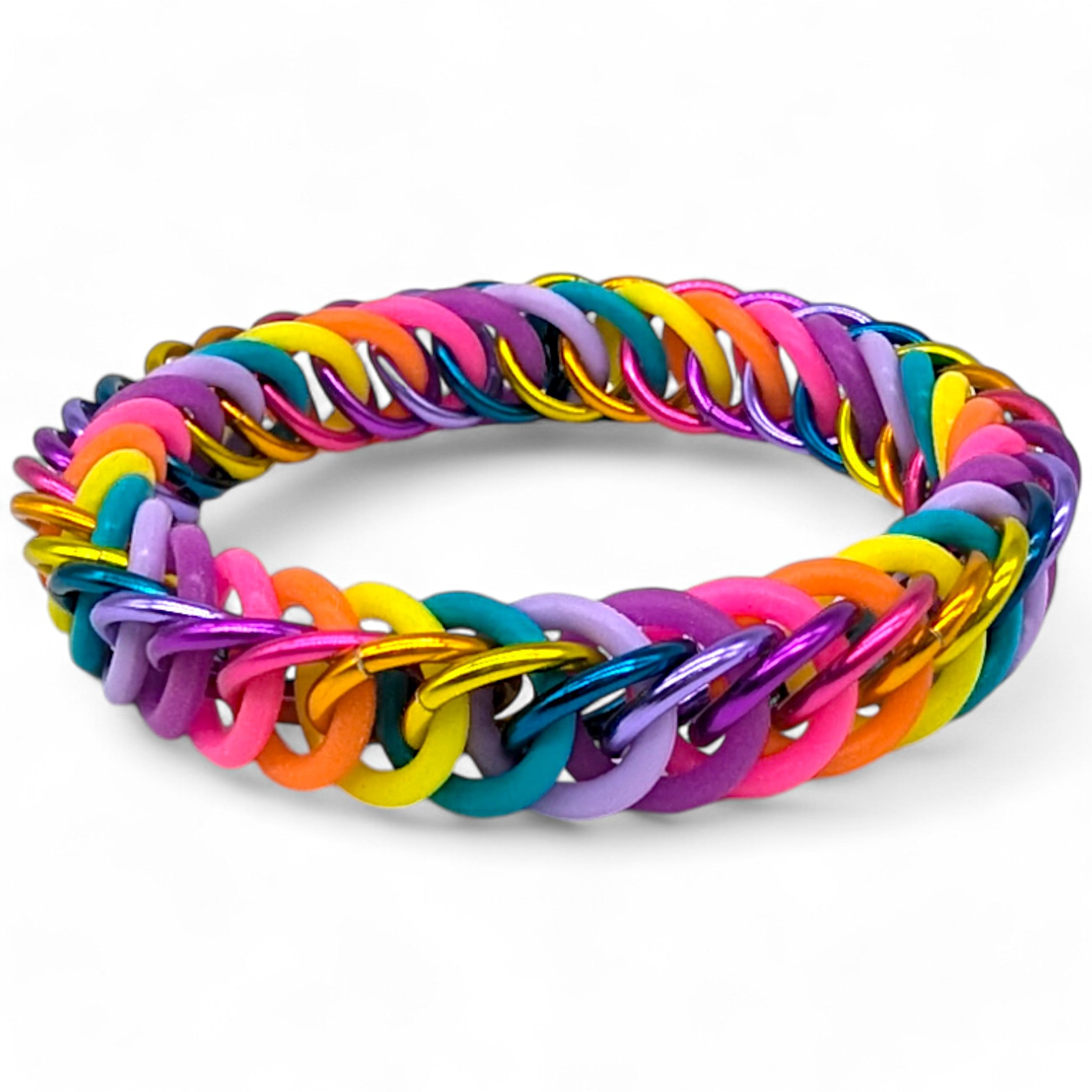 Eternium Glowflex Bracelet - 'Ultra Vibes' - Neon Pink, Neon Orange, Neon Yellow, Teal, Light Purple, and Barney Purple