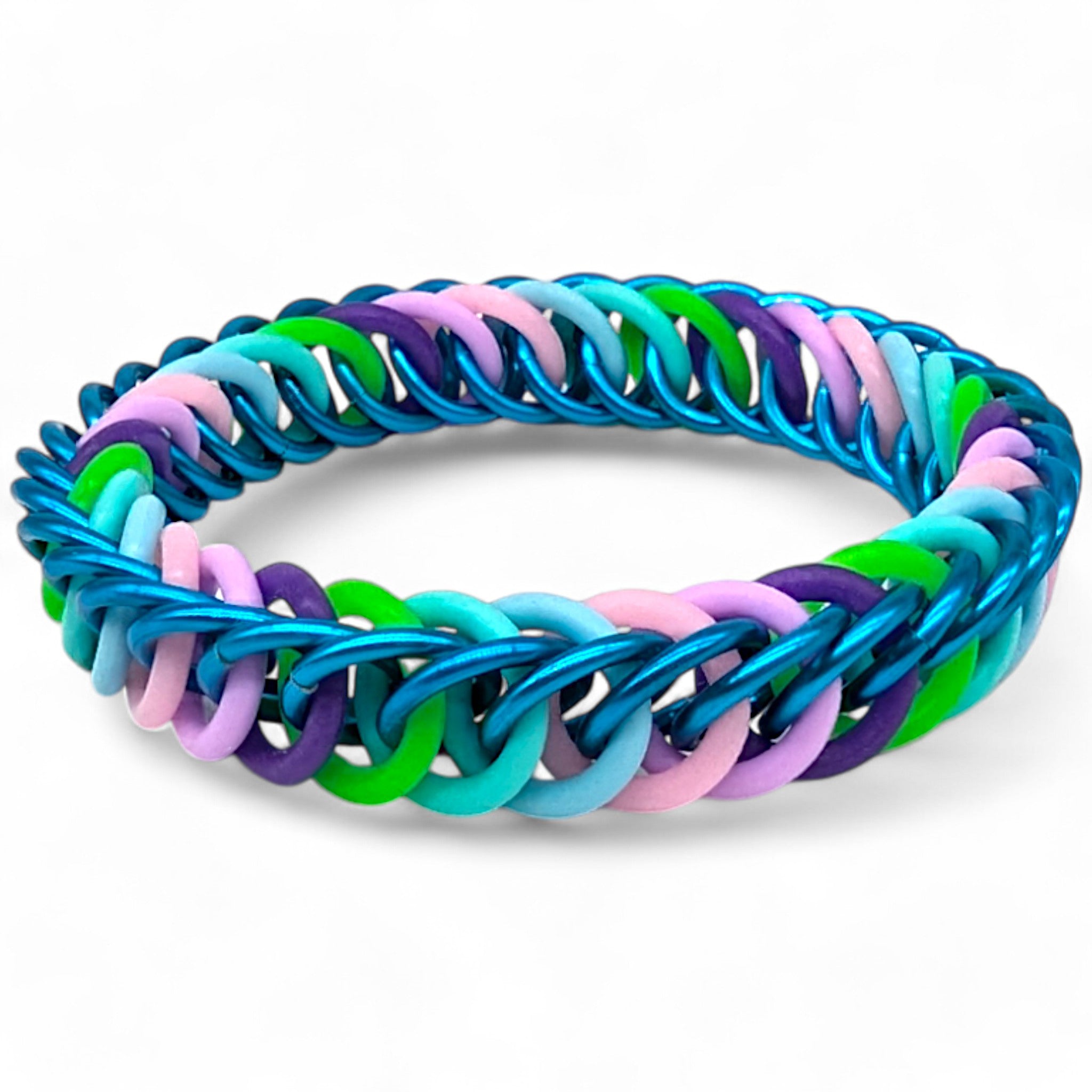 Eternium Glowflex Bracelet - 'Plasma Seafoam' - Baby Blue, Mint, Baby Pink, Light Purple, Dark Purple