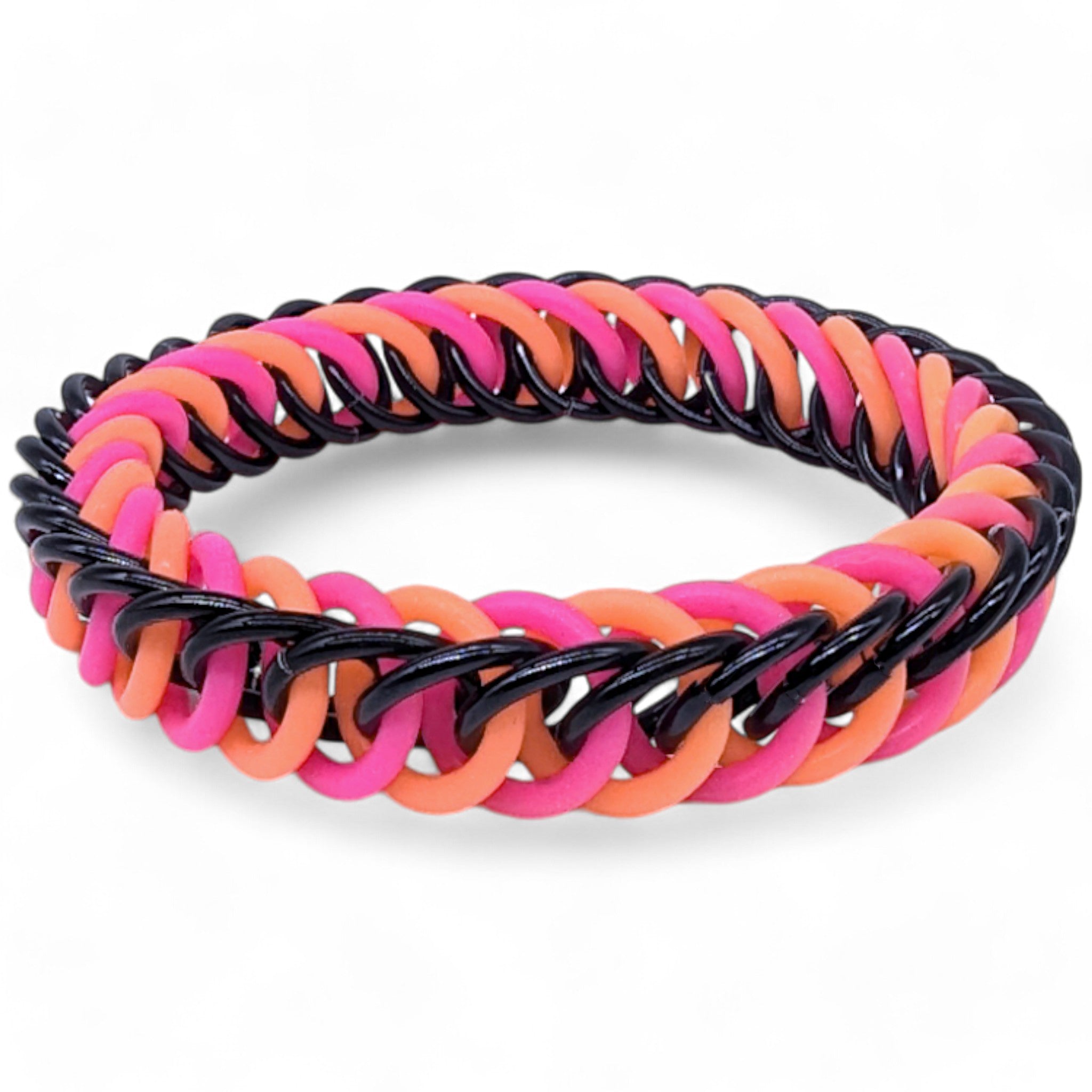 Eternium Glowflex Bracelet - 'Sunfire Surge' - Neon Pink & Coral on Black