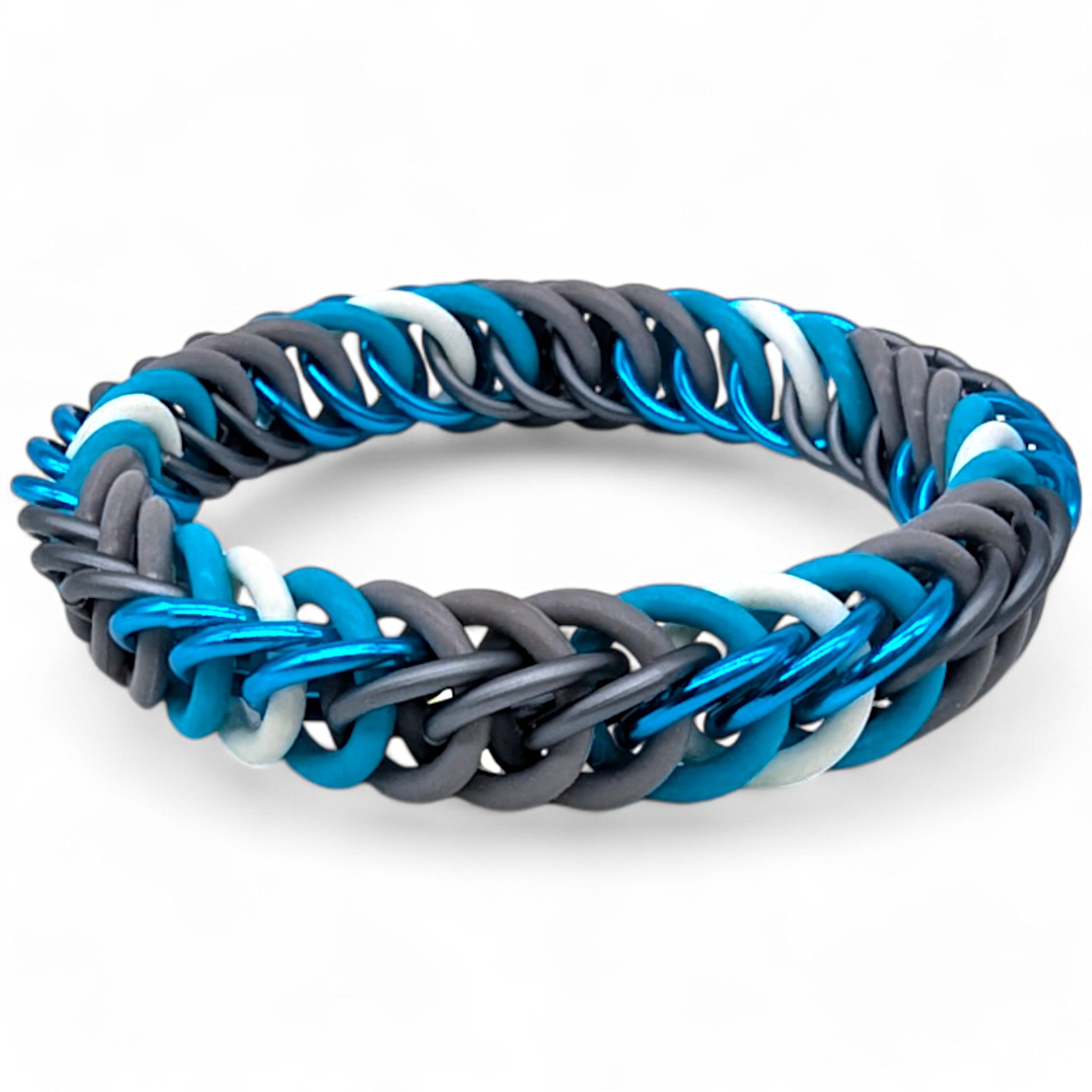 Eternium Glowflex Bracelet - 'Aerial Steel' - Aqua Blue, Gray, & Neon White
