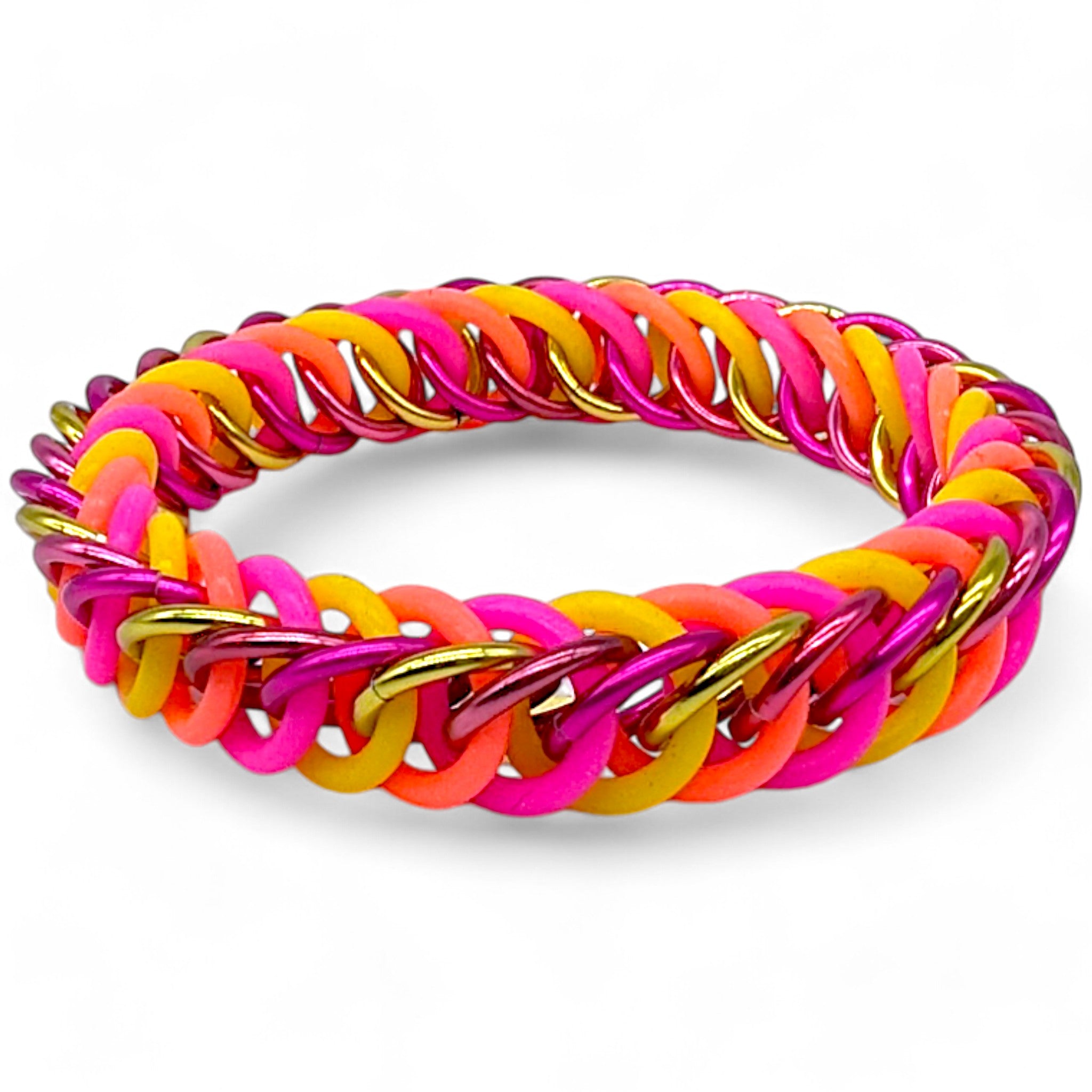 Eternium Glowflex Bracelet - 'Peach Burst' - Yellow, Neon Pink, & Coral