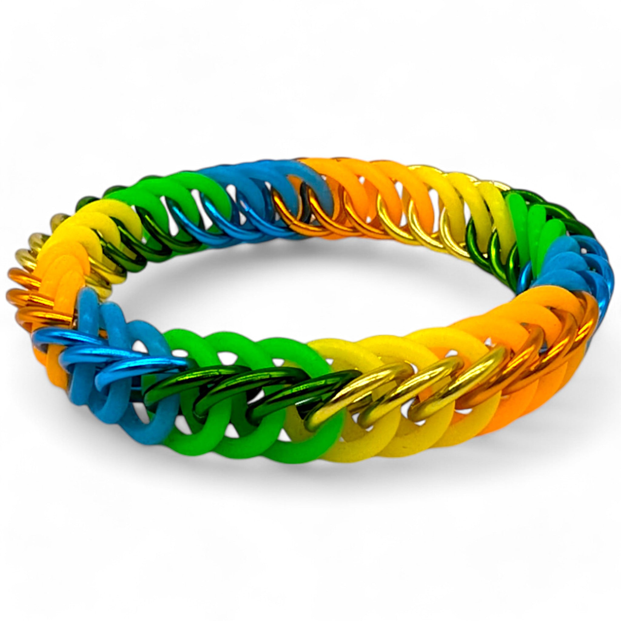Eternium Glowflex Bracelet - 'Solar Surge' - Neon Blue, Green, Yellow & Orange