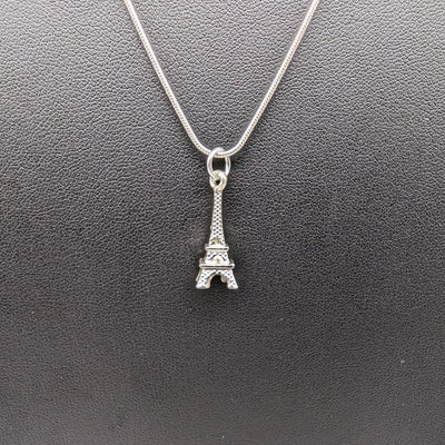 Eiffel Tower Silver Necklace Close Up
