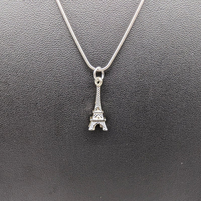 Eiffel Tower Silver Necklace Close Up
