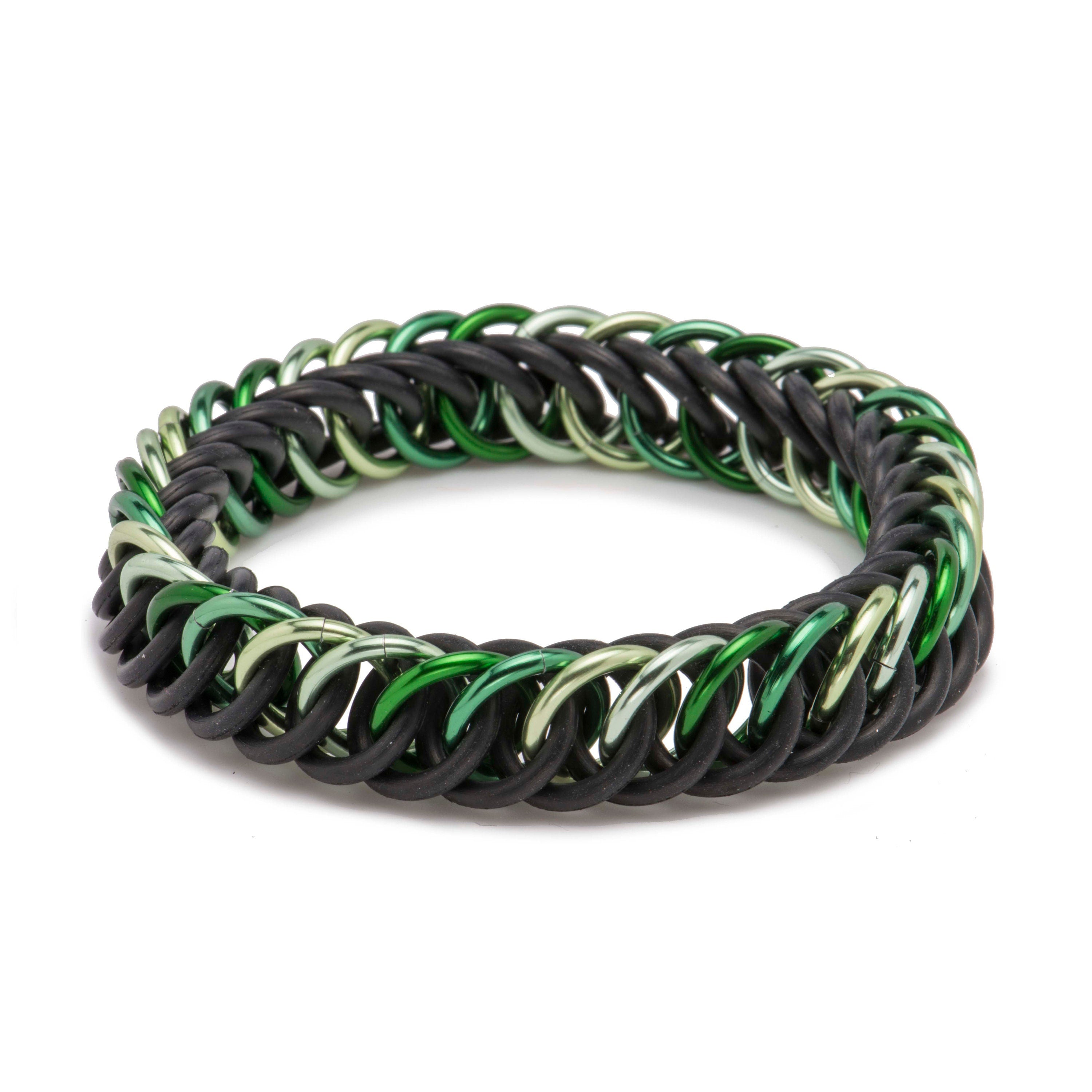 Elegant Everyday Interlocking Bracelet Black , Light Green and Dark Green 