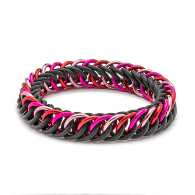 Elegant Everyday Interlocking Bracelet Black , Light Pink and Dark Dark Pink