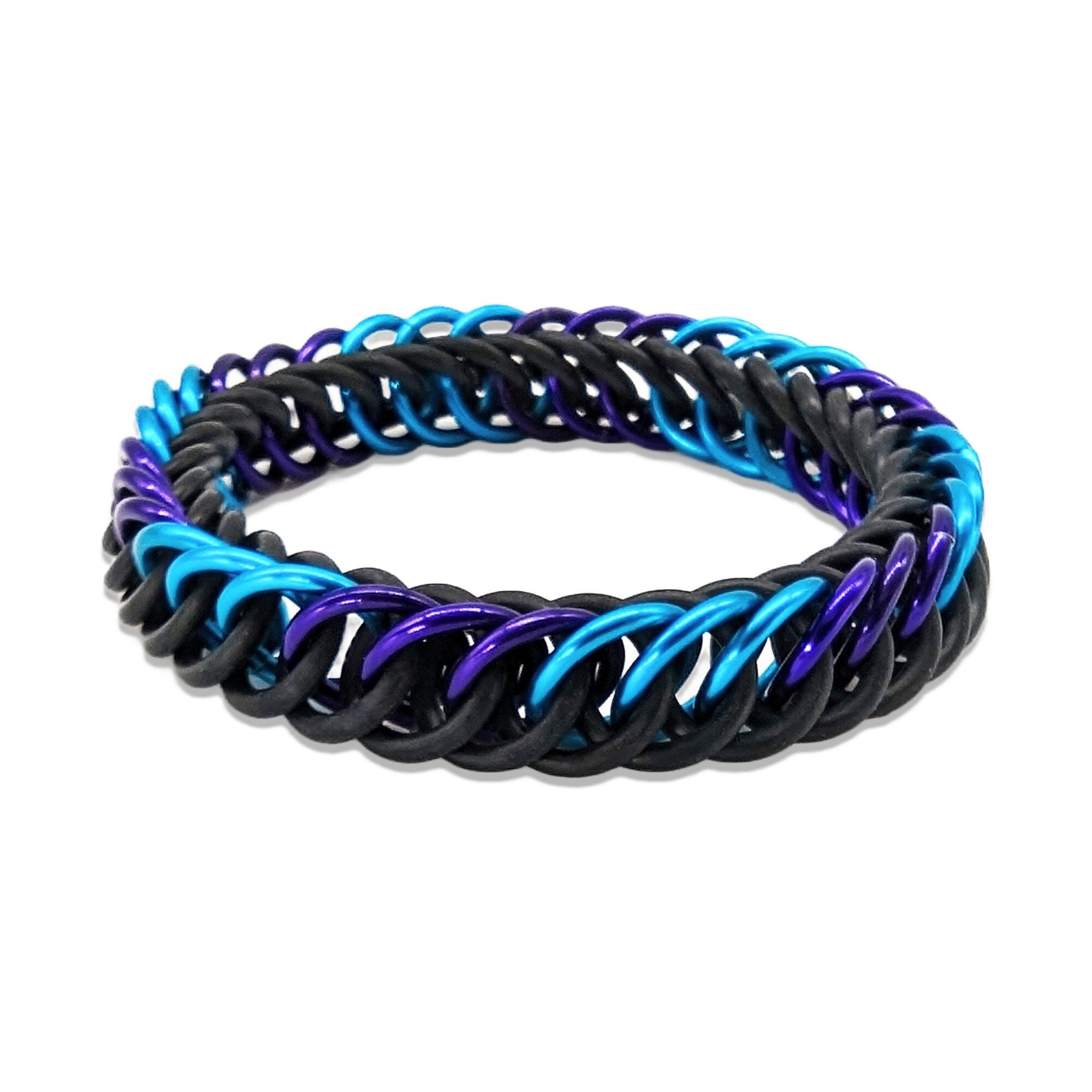 Elegant Everyday Interlocking Bracelet Black , Light Blue and Purple